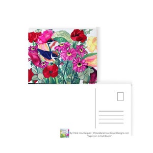 Capricorne en pleine floraison aquarelle Carte postale