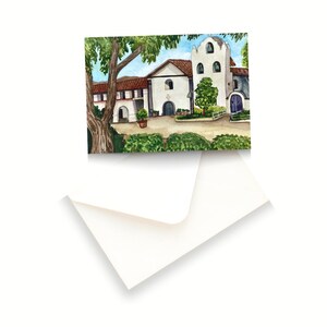 Ancienne Mission Santa InesCarte Voeux Aquarelle Vierge