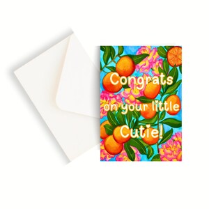 Félicitations pour votre petite mignonne ! Carte de voeux aquarelle vierge