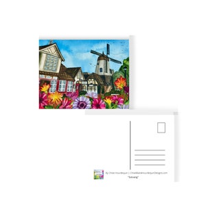 Solvang, Californie Carte postale aquarelle