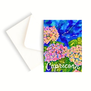 Carte vierge Zodiac Capricorne la nuit Aquarelle