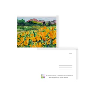 Post aquarelle Santa Barbara Botanic Gardens Meadow Aquarelle Carte postale
