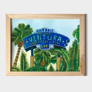 Ventura Historic Sign Watercolor Fine Art Giclee Print