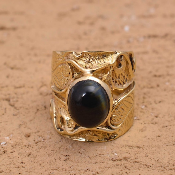 Natural Black Onyx Gemstones Brass Ring /& Gold Plated Jewelry Fine Handmade Brass Ring Jewelry SJ-14