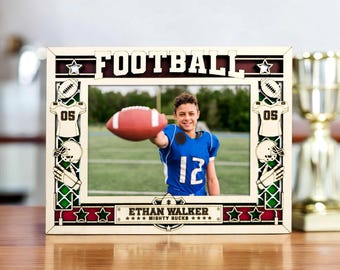 Personalized Football Picture Frame: Coach/Player Gift, Team Colors