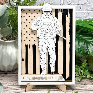 Military Signage - Includes 17 sign Options and US and Canadian Flag backings - Great Gift for Active and Retired Military - Veteran&#39;s Day