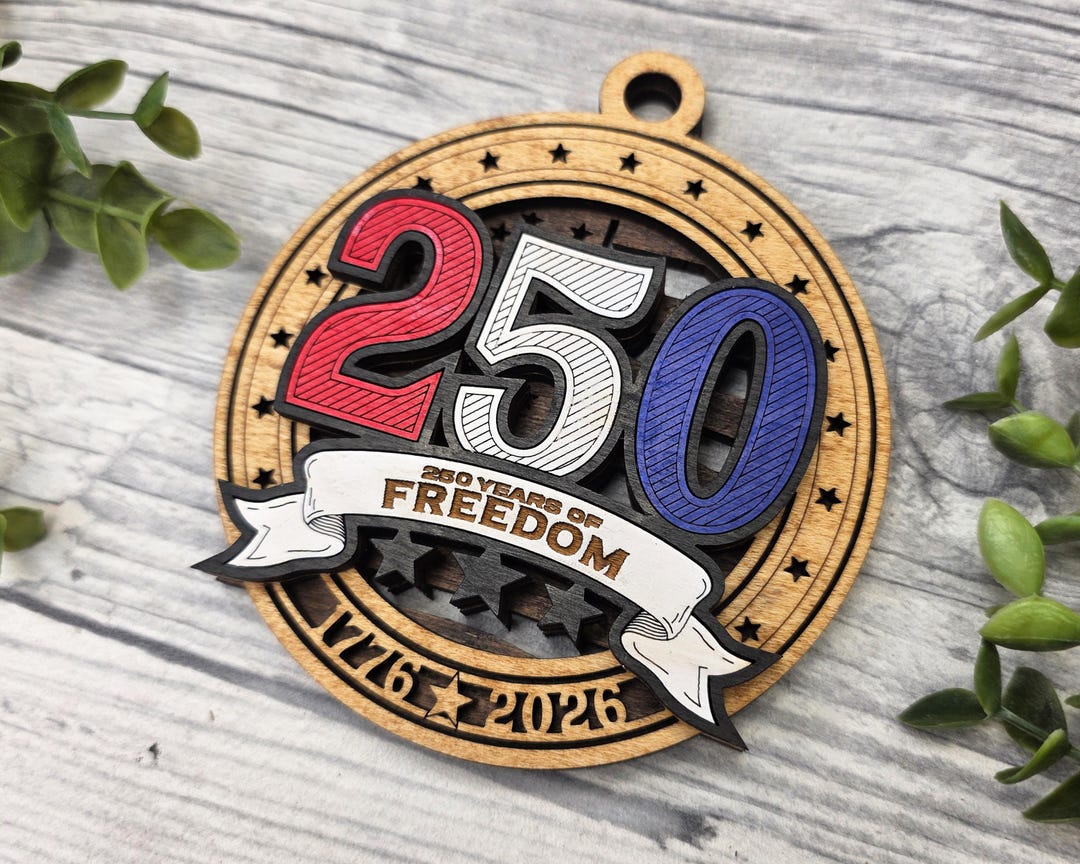 250 Ribbon America 250 Patriotic Wooden Ornaments – Set of 3 Designs (classic 250 ...