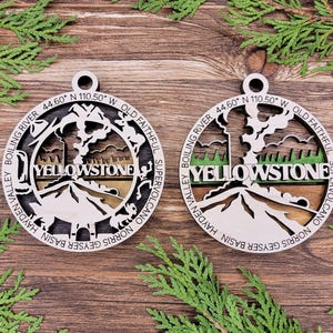 Yellowstone Nationalpark 3D Ornamente - Geschenk für Wanderer Familie Camping Erinnerungen Urlaub Andenken - Alle 63 Nationalparks verfügbar