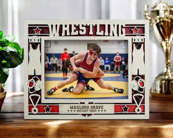 Personalized Wrestling Picture Frame – Engraved Team Colors Gift