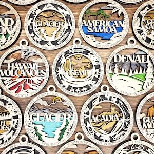 U.S. National Parks 3D Ornaments - Gift for Hikers Family Camping Memories Vacation Keepsake - All 63 National Parks Available