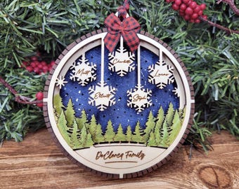 Gepersonaliseerde familie 3D sneeuwvlok kerstornament Decoratie 3D kerstsneeuwvlokornament 3D kerstcadeau 3D kerstboomversiering