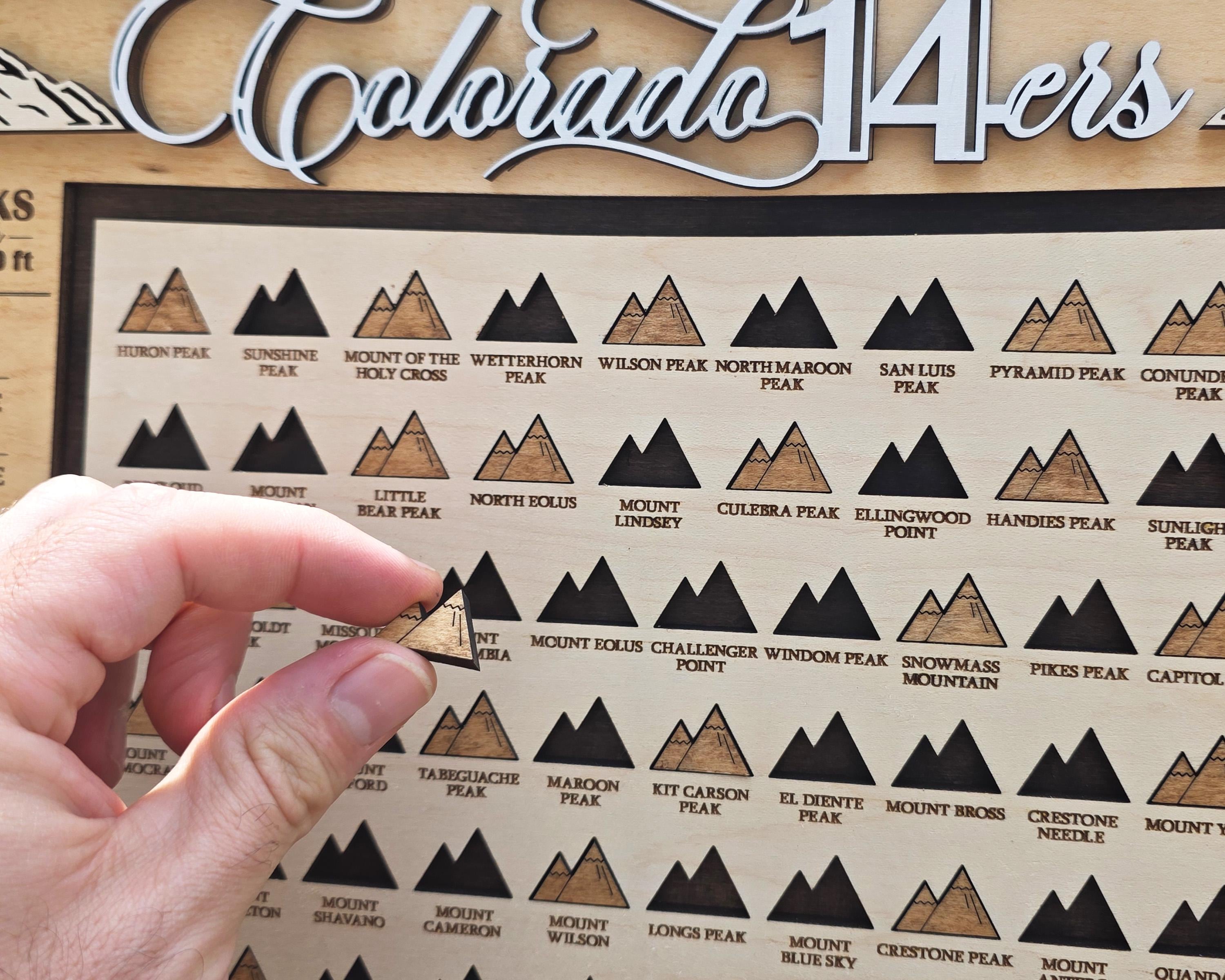 Personalized Colorado 14ers Peaks Map – Wooden 14er Checklist Board ...