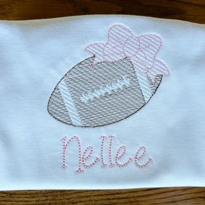 Football Bow Embroidered Shirt, Little Sister Football Shirt