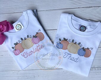 Embroidered Fall Pumpkin Onesie, Fall Embroidered Onesie, Embroidered Pumpkin Shirt, Embroidered fall shirt, Pumpkin Patch Design