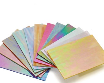 12 Sheets Iridescent Rainbow Stained Glass Sheets, 4x6 inch Bright Cathedral Art Glass Packs for Mosaic Work