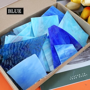 Stained Glass Scrap Pieces Sheets, Glass Mosaic Tiles for Art Crafts, 35oz Value Pack,Assorted Colors and Textures