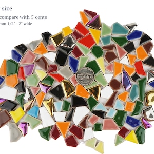 Lanyani Mosaic Ceramic Tiles, Glazed Broken China Tiles Scraps, Polished Porcelain Tile Pieces, Irregular&Mixed Color, 20oz