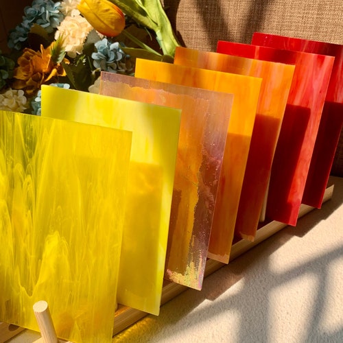 10 Sheets Variety Stained Glass Sheets Pack 4 X 6 Inch Large Etsy