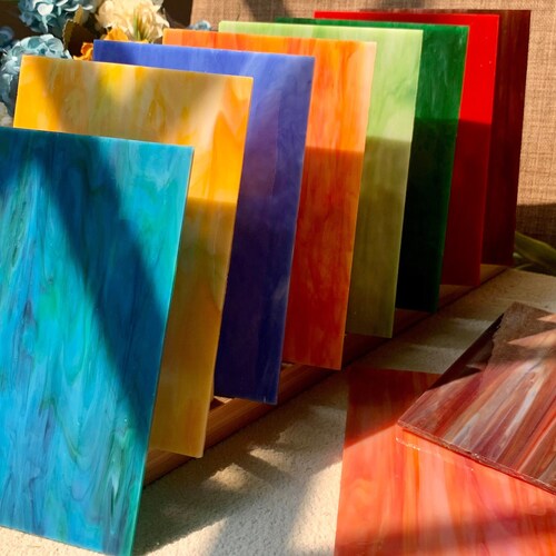 10 Sheets Variety Stained Glass Sheets Pack 4 X 6 Inch Large Etsy