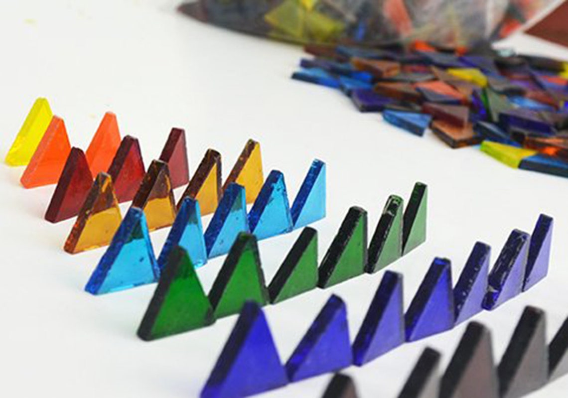 700 Pieces Stained Glass Triangle Mosaic Tiles Cathedral Glass ...