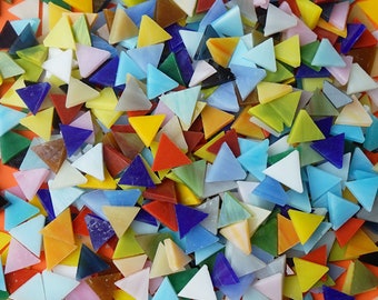 800 Pieces Triangle Mosaic Tiles Stained Glass 5/8 inch- Assorted Colors for Art Craft and Home Decorations - 500g/1.1lb -Opaque-1.1 pounds