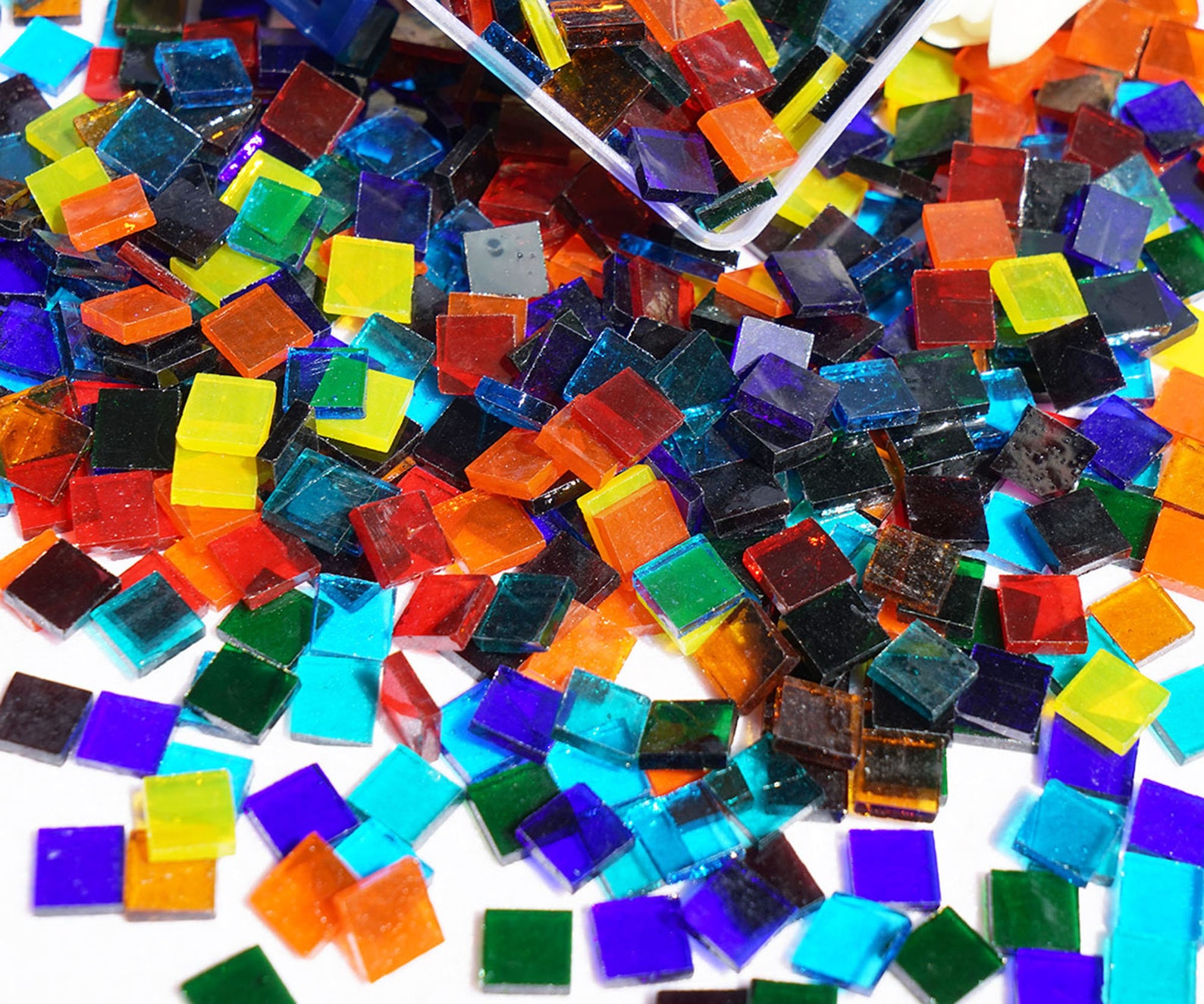 Transparent Square Glass Mosaic Tiles Pieces Stained Glass for Etsy