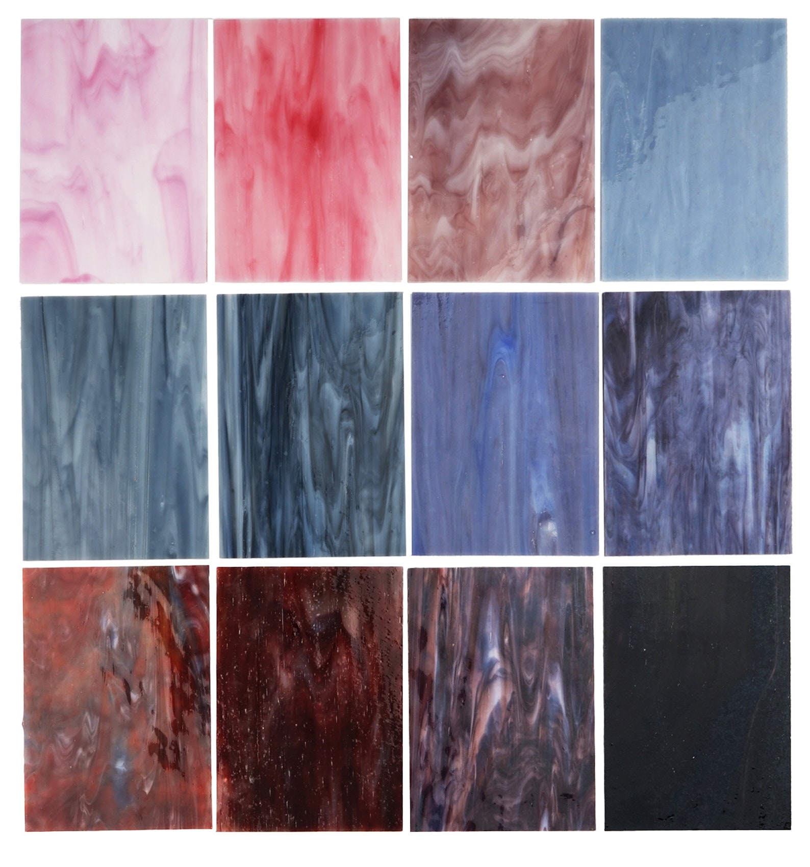 10 Sheets of Stained Glass Sheets, 4x6 Inch Variety Stained Glass Packs