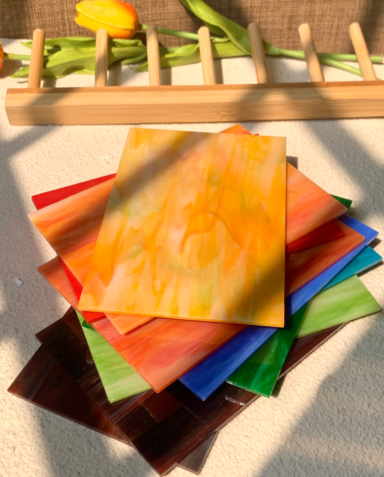 10 Sheets Variety Streaky Glass Packs Cathedral Stained Etsy