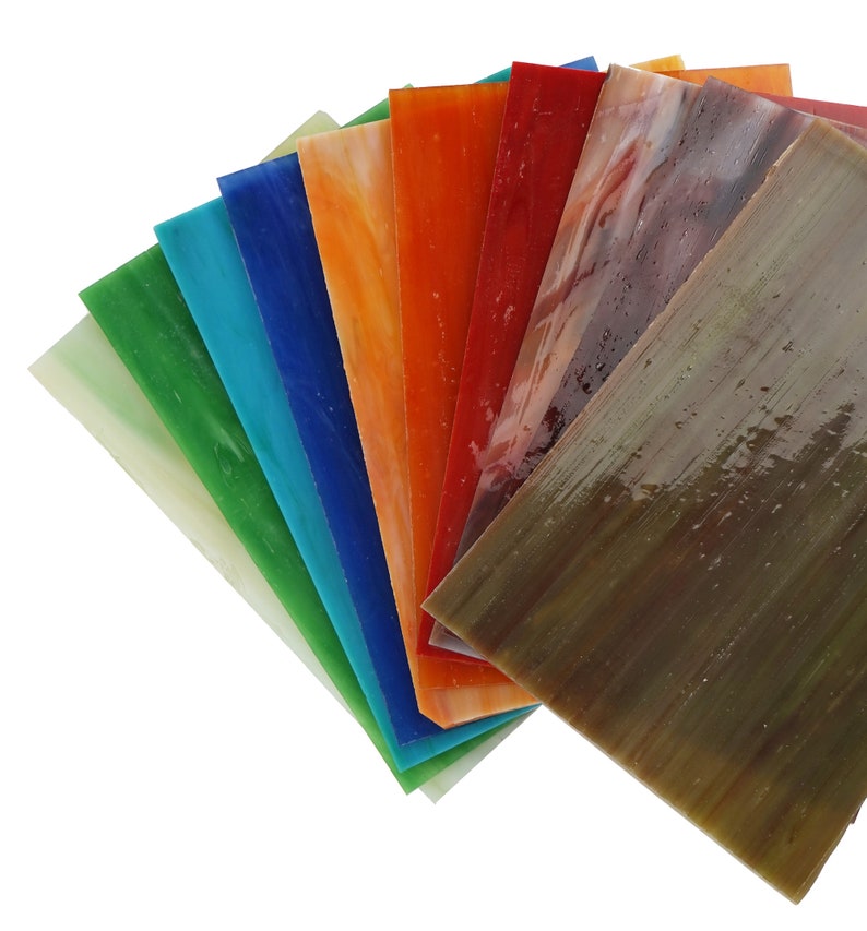 10 Sheets Variety Streaky Glass Packs Cathedral Stained Etsy
