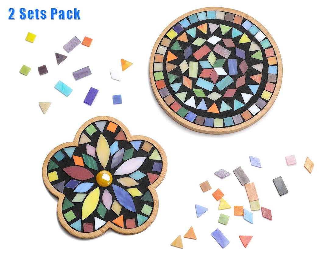 2 Sets of DIY Mosaic Craft Kits, Complete Mosaic Coaster Kit Make Your