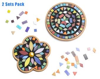Lanyani 1050 Pieces Mixed Shapes Glass Mosaic Tiles for Crafts, Colorful  Stained Glass Pieces for Mosaic Projects
