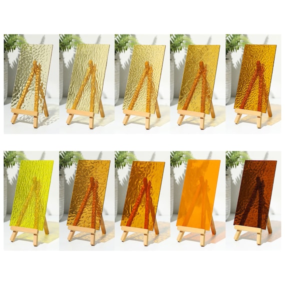 10 Sheets Transparent Stained Glass Sheets, 4x6 inch Colored Textured Cathedral Glass for Pack Glass Mosaic Art Crafts,Amber