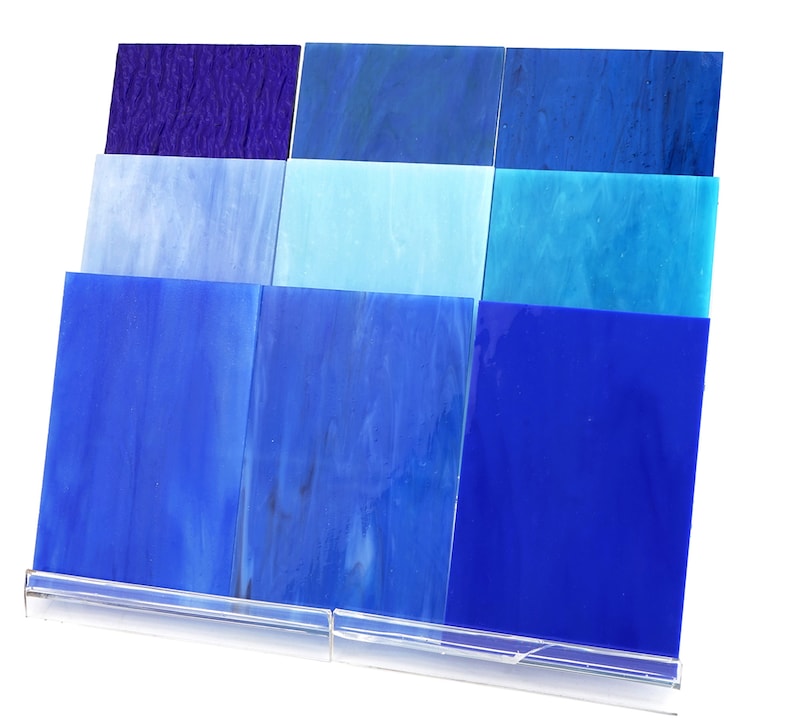 10 Sheetsblue Variety Stained Glass Sheets 4 X 6 Inch Opal Etsy