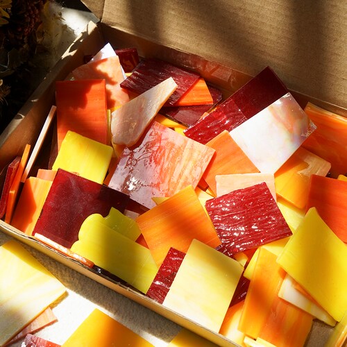 Fall Color Stained Glass Sheets Pieces Scraps Glass Mosaics Etsy
