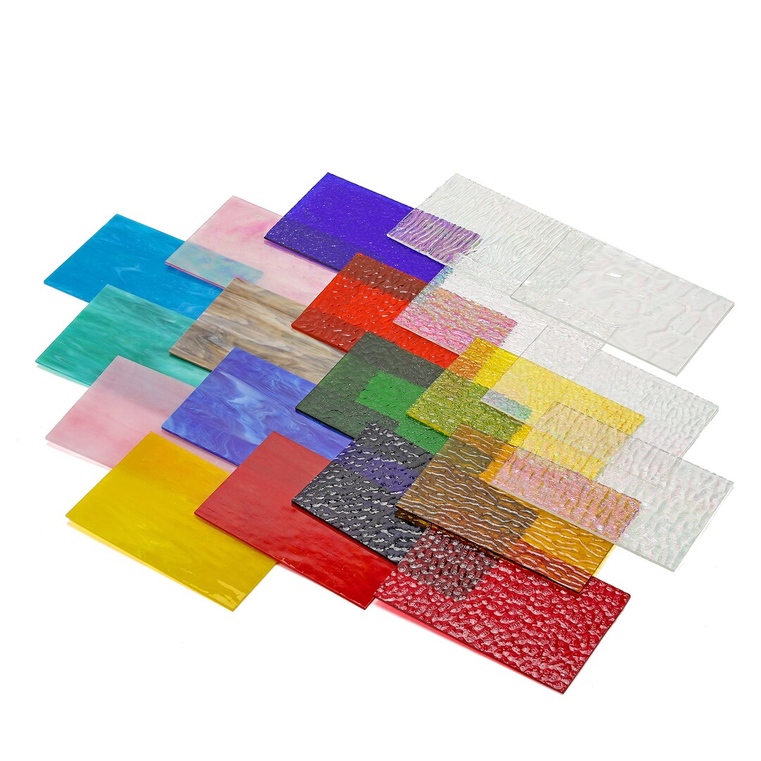 20 Stained Glass Sheets Variety Textured Cathedral Art Glass Sheets
