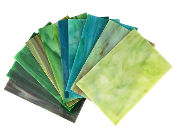 10 Sheets of Stained Glass Sheets, 4x6 Inch Variety Stained Glass Packs  Free Shipping, Opals Cathedralsglass for Mosaics&art Crafts 