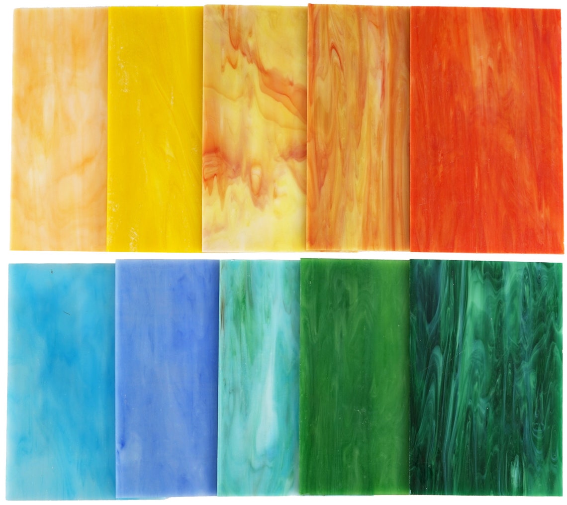 10 Sheets Variety Stained Glass Sheets Pack 4 X 6 Inch Large Etsy UK
