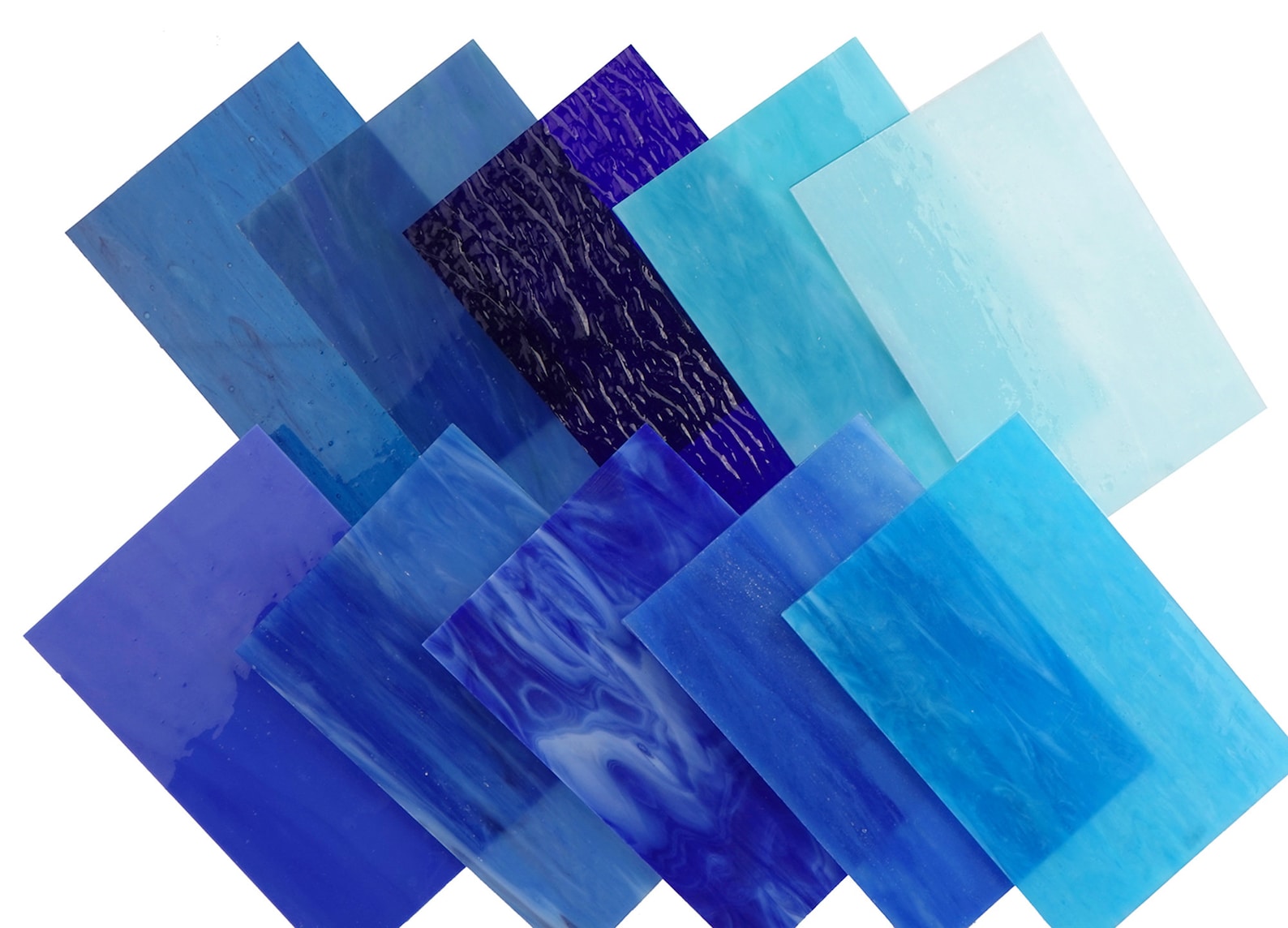 10 Sheetsblue Variety Stained Glass Sheets 4 X 6 Inch Opal Etsy