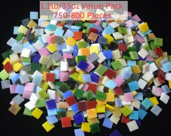 800 Pieces Mosaic Tiles Stained Glass - Assorted Colors for Art Craft and Home Decorations - 500g/1.1lb