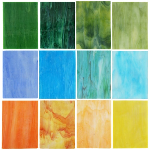 10 Sheets Variety Stained Glass Sheets Pack 4 X 6 Inch Large Etsy