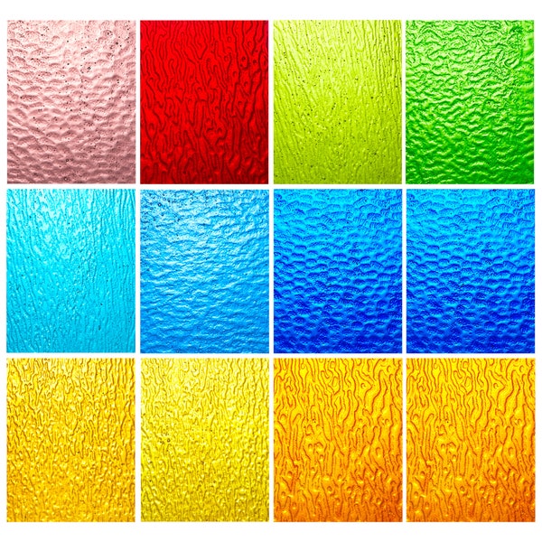 10 Sheets Variety Transparent Stained Glass Sheets Pack, 4 x 6 inch Large Cathedral Glass Mosaic Tiles for Crafts, Mixed Color