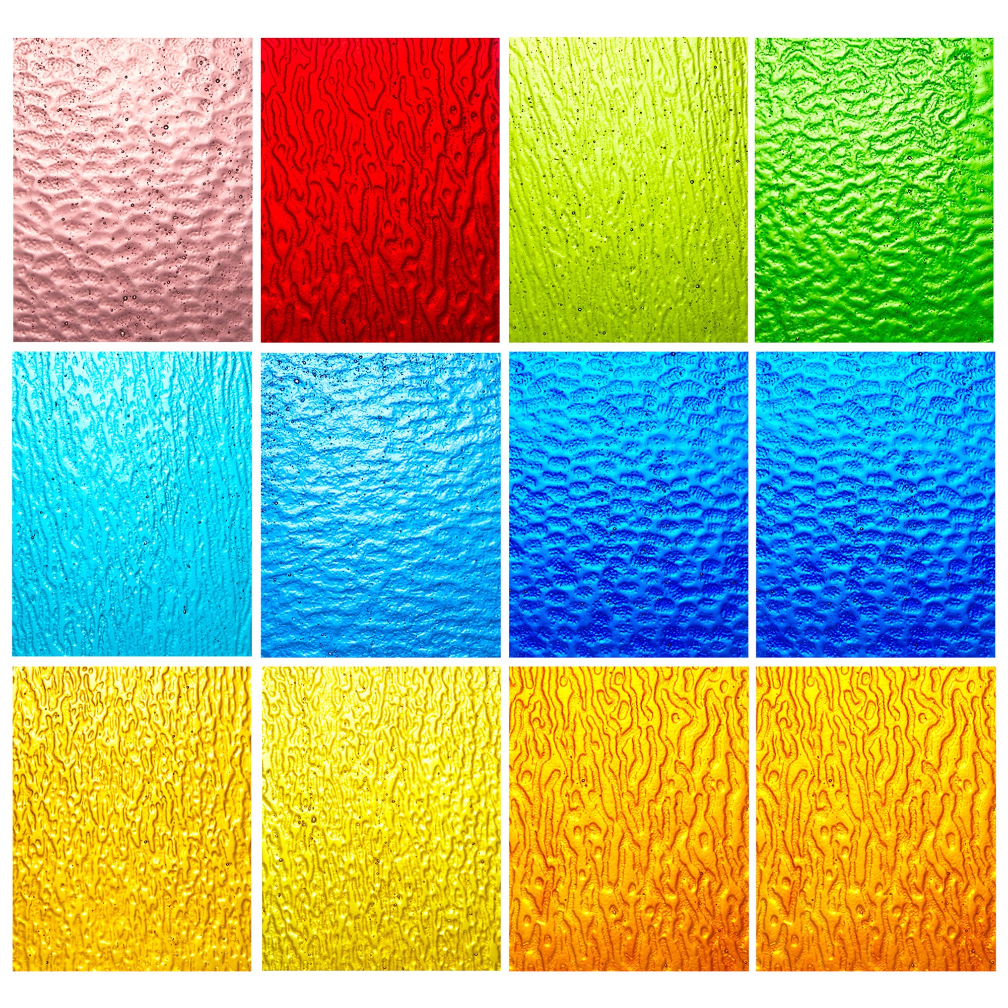 20 Stained Glass Sheets Variety Textured Cathedral Art Glass Sheets Packs  for Crafts and Mosaic Making, 6x4 Inch Transparentopaqueclear 