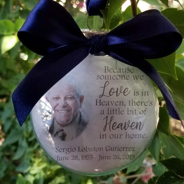 In Memory Ornament with Picture, Memorial Ornament, Customized/Personalized Ornament, Floating Ornament, Someone We Love is in Heaven