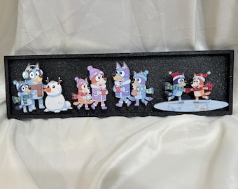 Bluey and Bingo Christmas Sign, Holiday Bluey  Decor, Funny Bluey Sign, Christmas Home Decor Bluey Christmas Picture, Wooden Sign