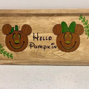 Hello Pumpkin Mickey&Minnie Sign