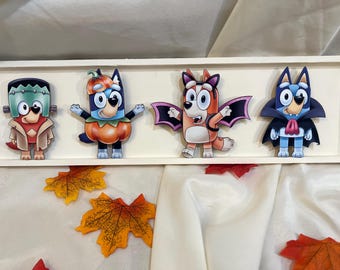 Bluey and Bingo Halloween Sign, Spooky Bluey Fall Decor, Funny Bluey Sign, Fall Home Decor Bluey Halloween Costume Picture, Wooden Sign