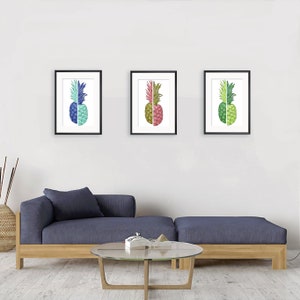 Table art decorative art wall pineapple kitchen modern multicolor living room to print in A4