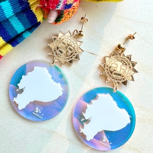 Ecuador earrings, handmade jewelry, Inca jewelry, Ecuador jewelry, Sun god art, Christmas gift idea