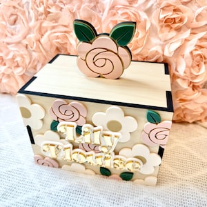 Personalized Roses Piggy Bank - Baby Nursery Decor, Girls Coin Bank, Birthday Kids Gift, Easter kids gift