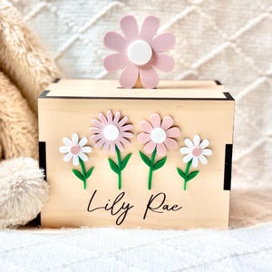 Personalized Flower Piggy Bank for girl - Baby Girl Gift, Custom Coin Bank, Toddler Room Decor, Easter Birthday kids gift, Money box
